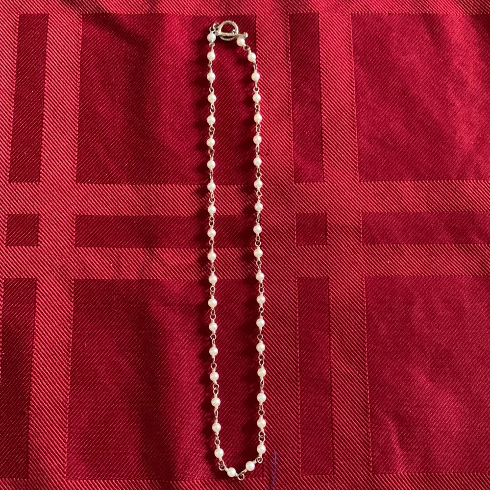 Vintage Sterling Silver Handmade Pearl Necklace